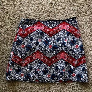 Blue and Red Patterned Express Skirt